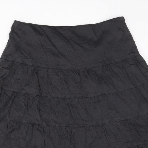 Monsoon Womens Black Silk Peasant Skirt Size 12 Zip