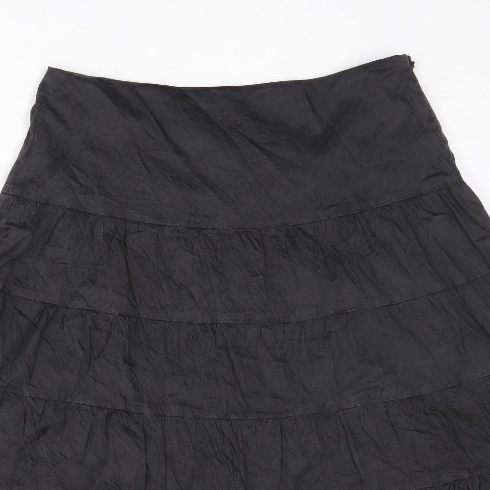 Monsoon Womens Black Silk Peasant Skirt Size 12 Zip
