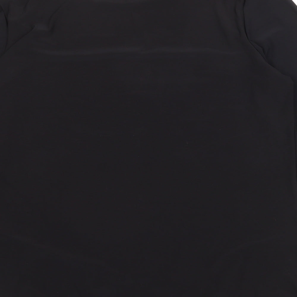 Roman Womens Black Polyester Basic Blouse Size 14 Boat Neck