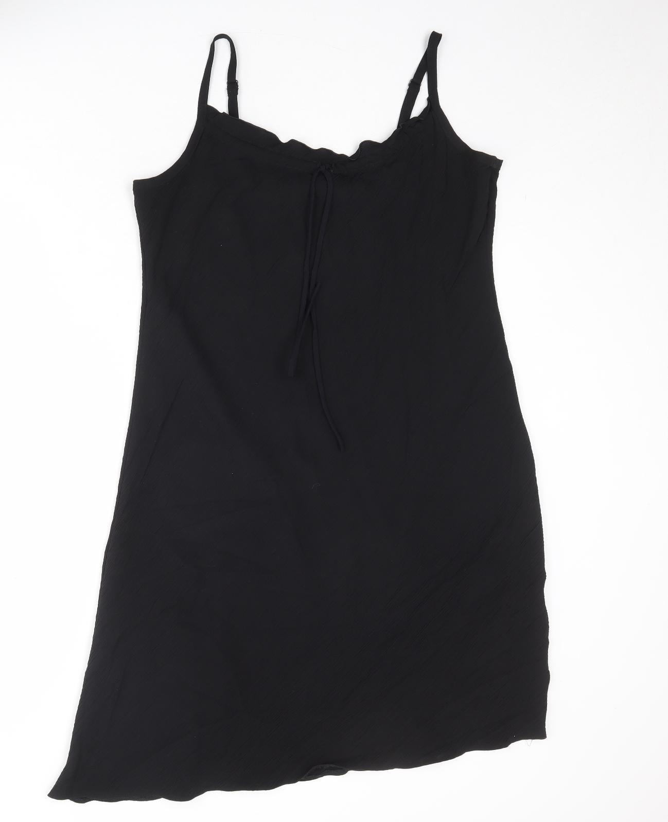 Being Casual Womens Black Viscose Slip Dress Size 18 V-Neck Pullover