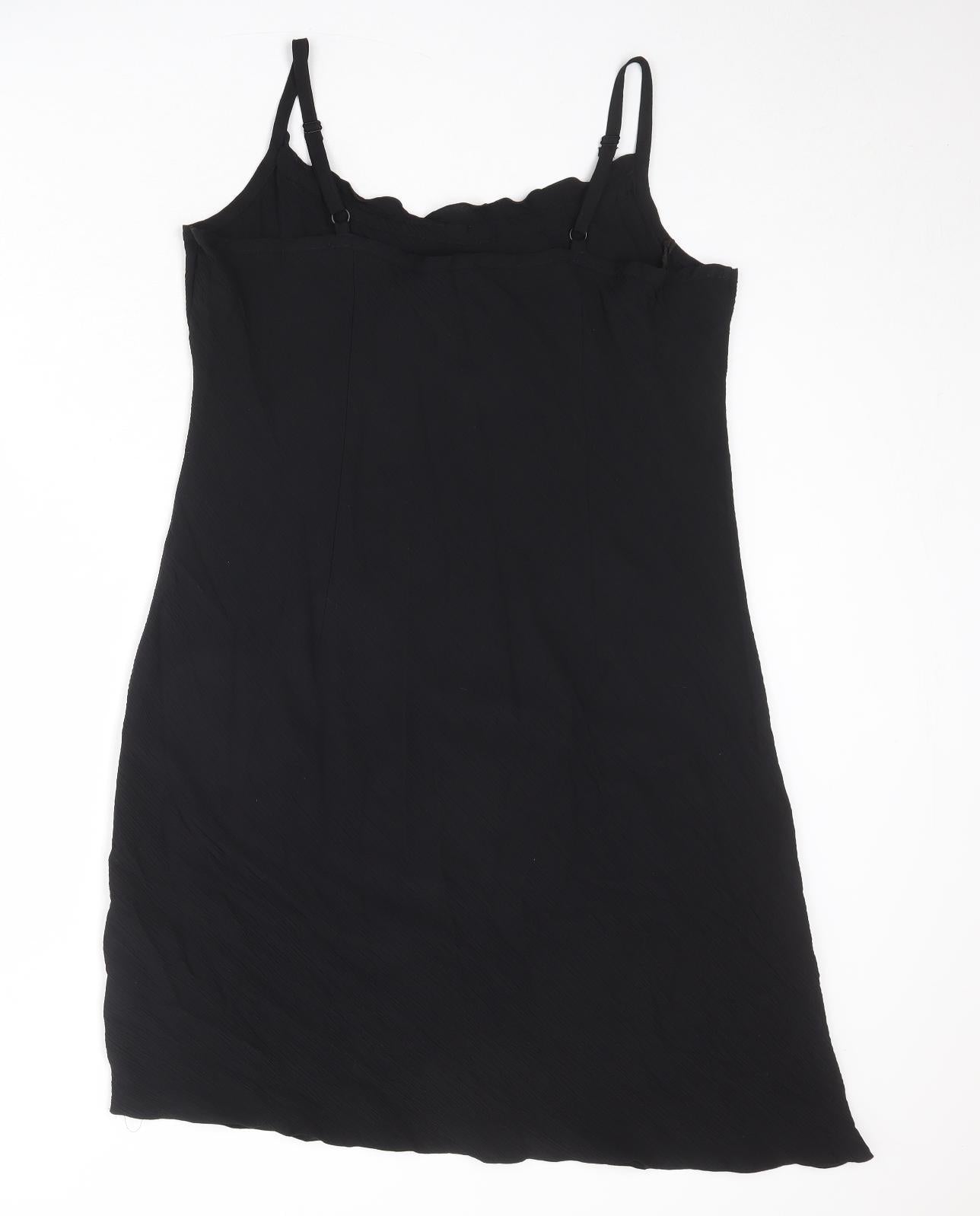 Being Casual Womens Black Viscose Slip Dress Size 18 V-Neck Pullover