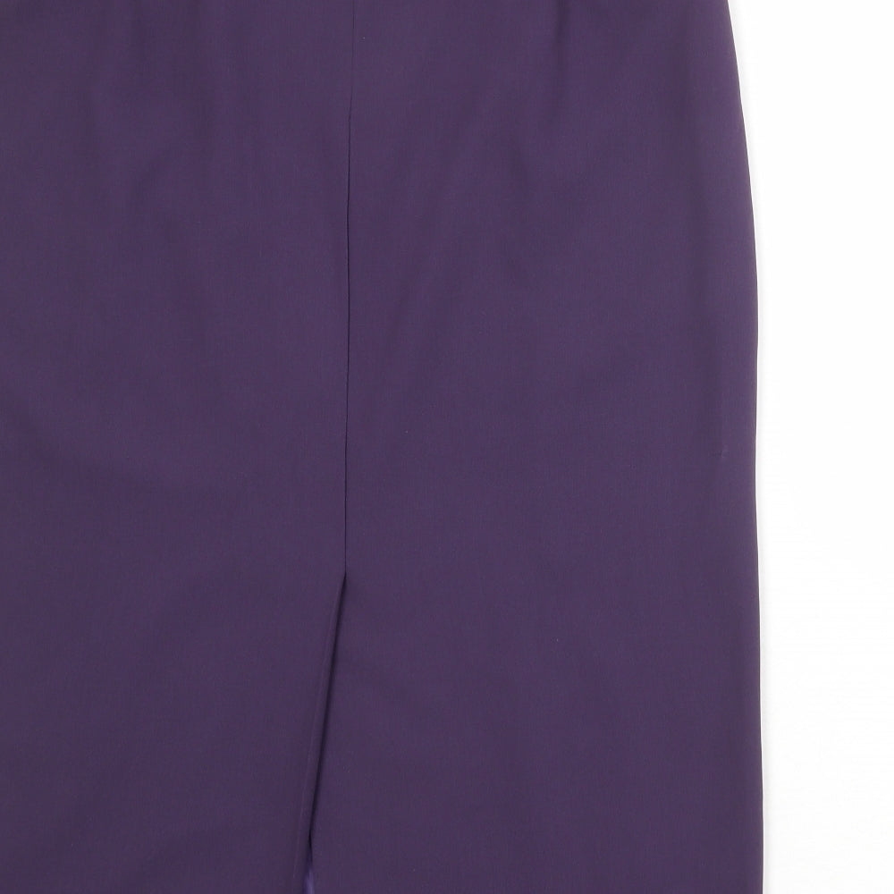 Lucinda Grey Womens Purple Polyester A-Line Skirt Size 20 Zip