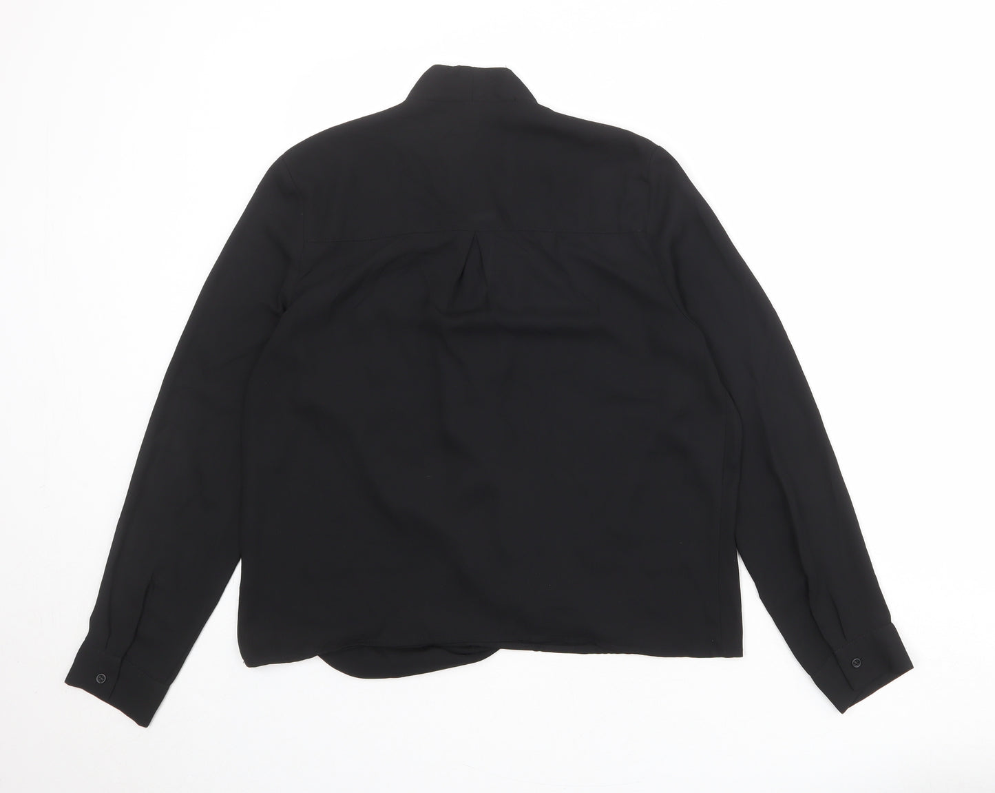 Topshop Womens Black Polyester Basic Blouse Size 10 V-Neck