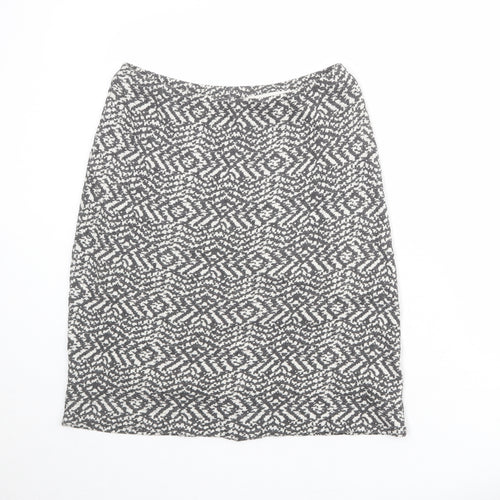 Adini Womens Grey Geometric Cotton A-Line Skirt Size M