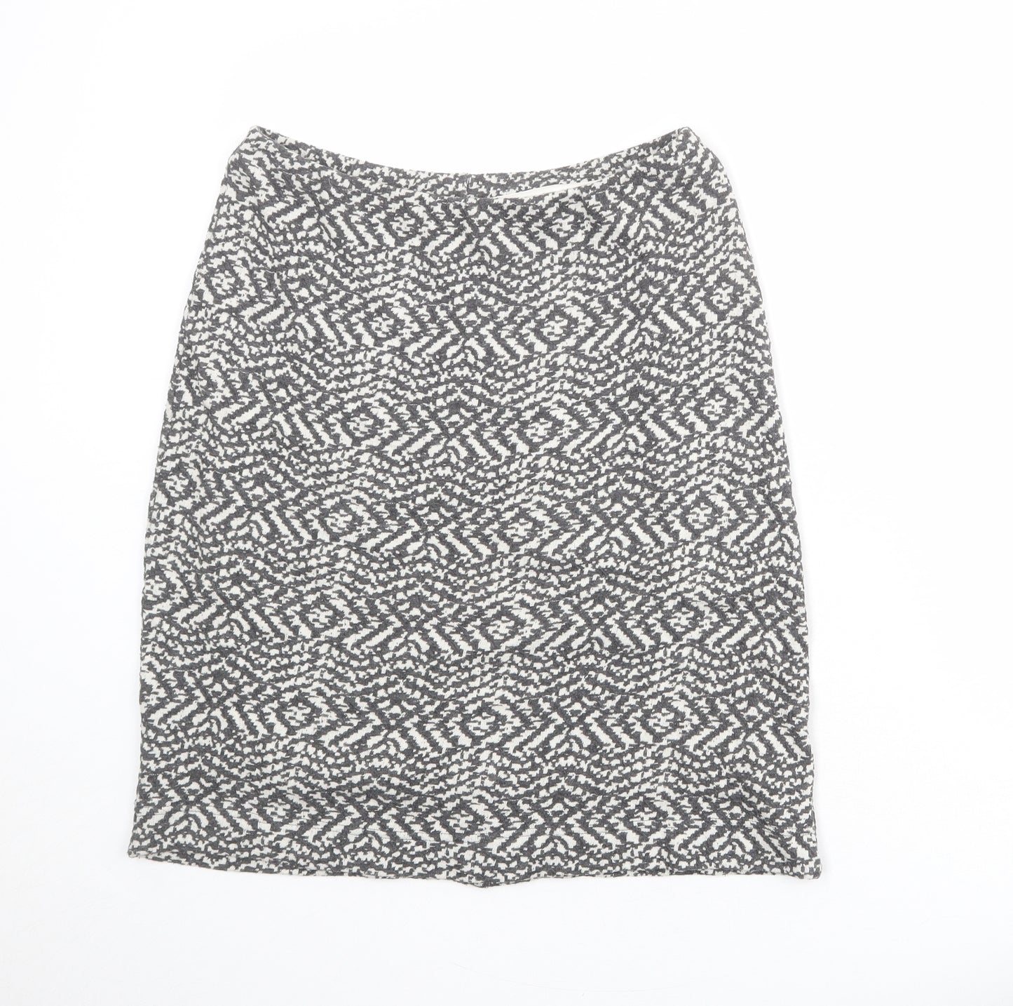 Adini Womens Grey Geometric Cotton A-Line Skirt Size M