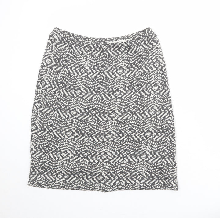 Adini Womens Grey Geometric Cotton A-Line Skirt Size M