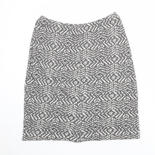 Adini Womens Grey Geometric Cotton A-Line Skirt Size M
