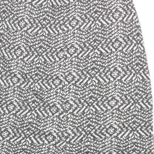 Adini Womens Grey Geometric Cotton A-Line Skirt Size M