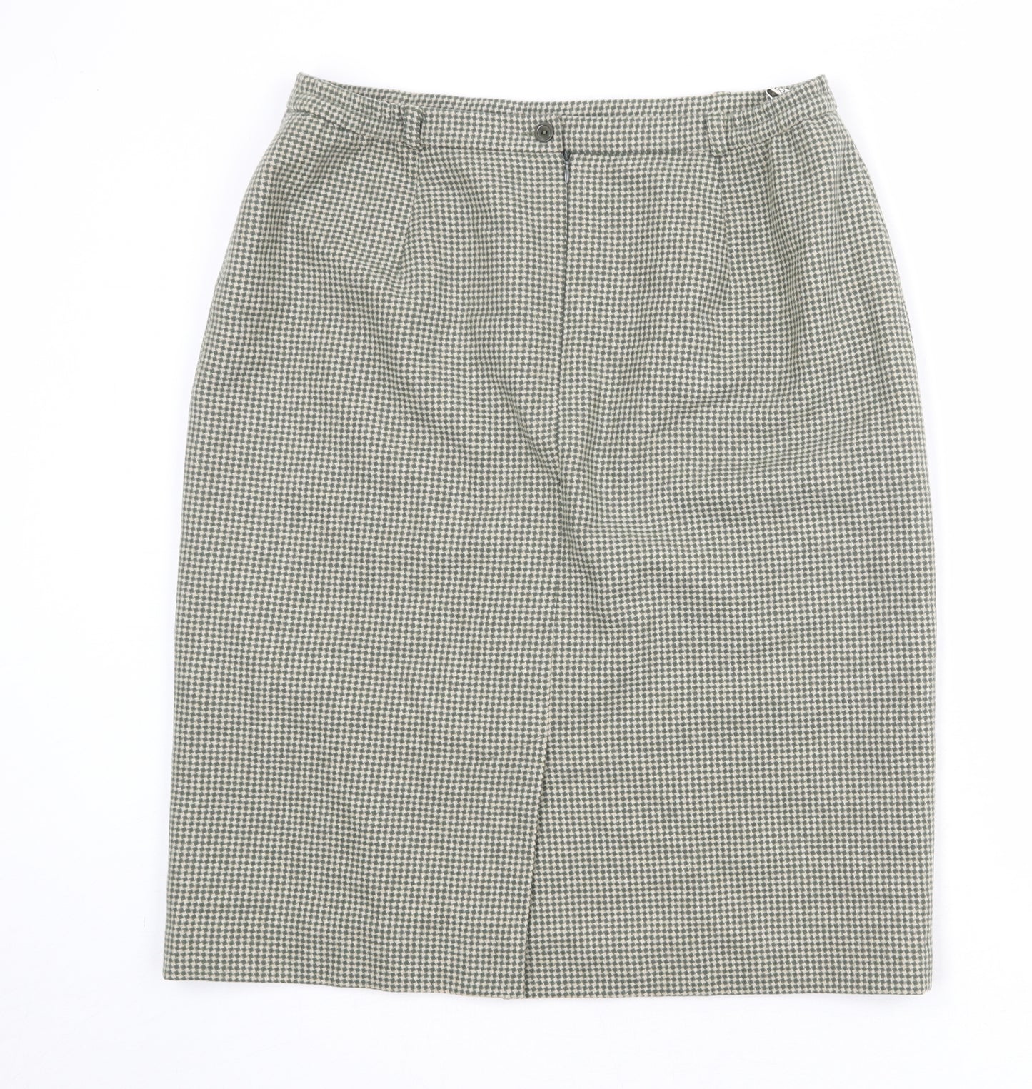 Eastex Womens Beige Geometric Wool A-Line Skirt Size 16 Zip