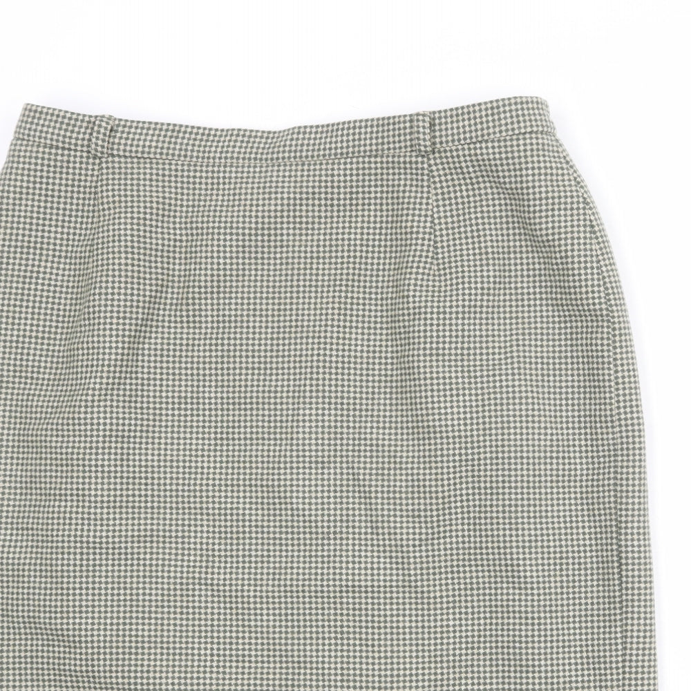 Eastex Womens Beige Geometric Wool A-Line Skirt Size 16 Zip