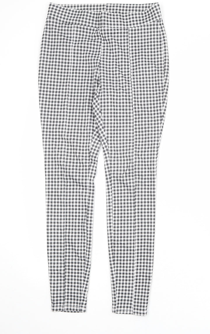 Faded Glory Womens Black Check Viscose Trousers Size S Regular