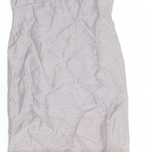 Laura Ashley Womens Grey Linen Shift Size 10 Boat Neck Zip