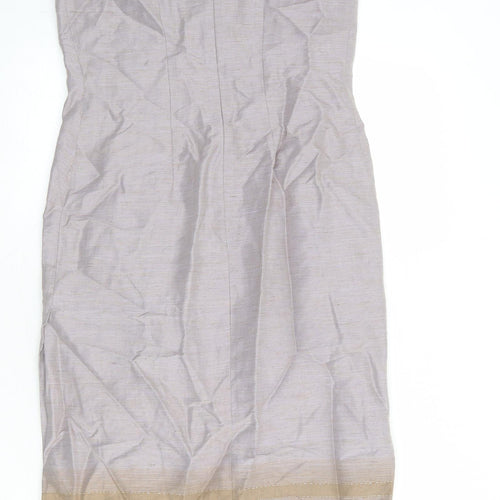 Laura Ashley Womens Grey Linen Shift Size 10 Boat Neck Zip