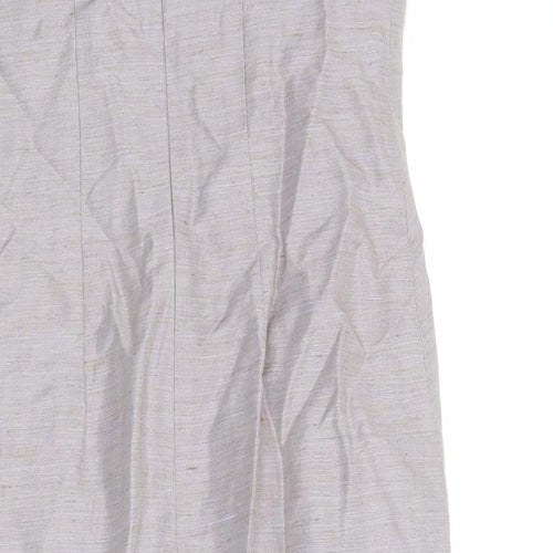 Laura Ashley Womens Grey Linen Shift Size 10 Boat Neck Zip