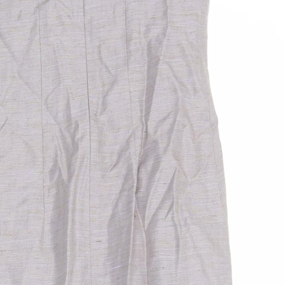 Laura Ashley Womens Grey Linen Shift Size 10 Boat Neck Zip