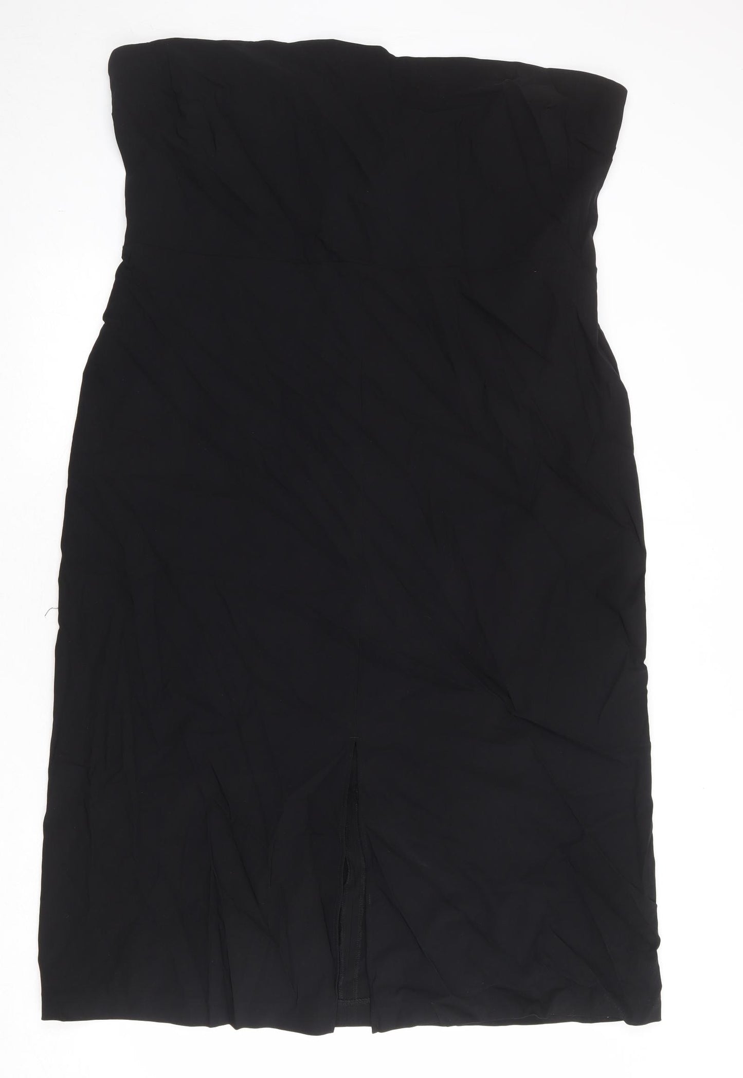 Marks and Spencer Womens Black Viscose A-Line Size 24 Off the Shoulder Zip