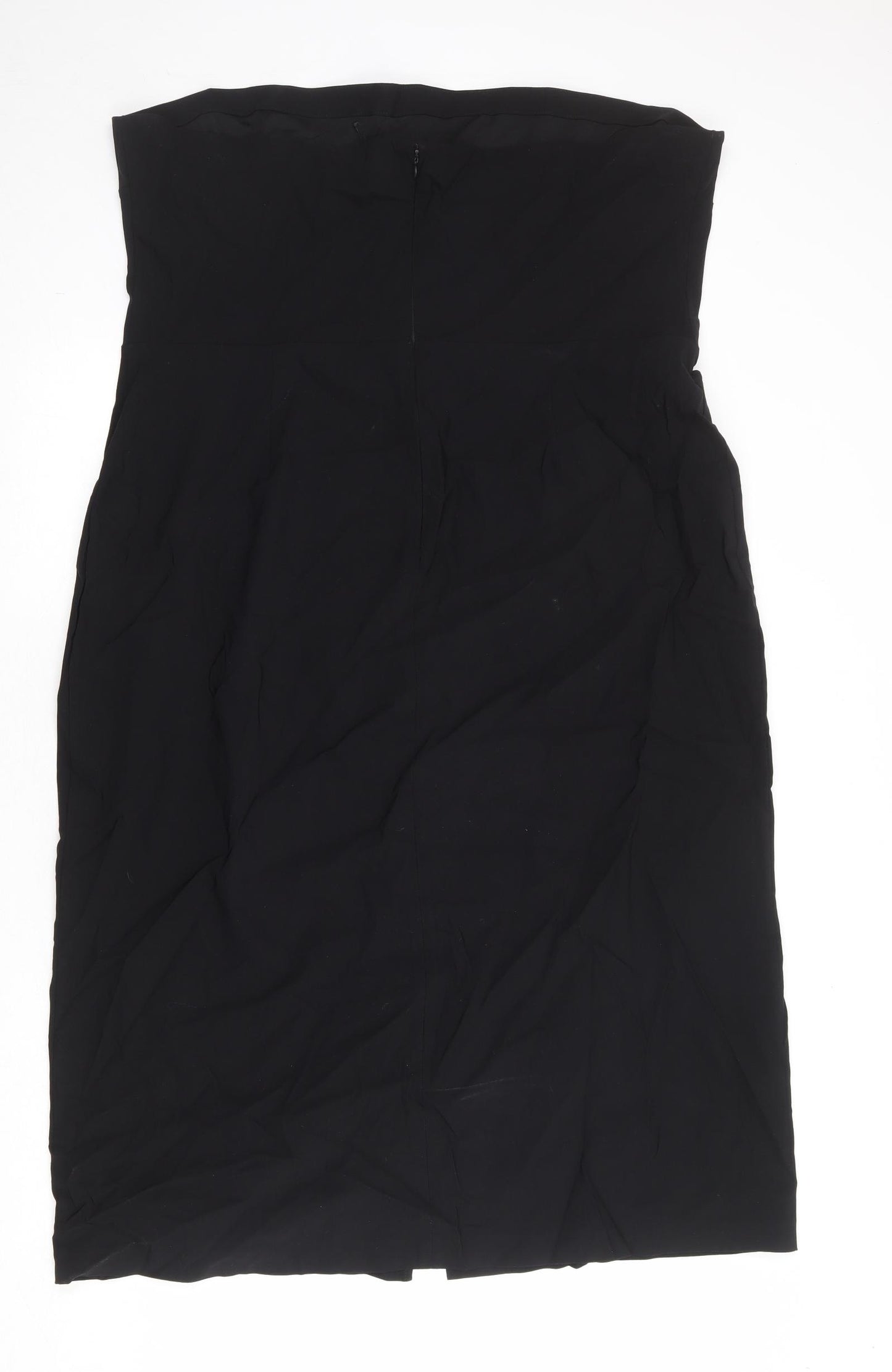 Marks and Spencer Womens Black Viscose A-Line Size 24 Off the Shoulder Zip