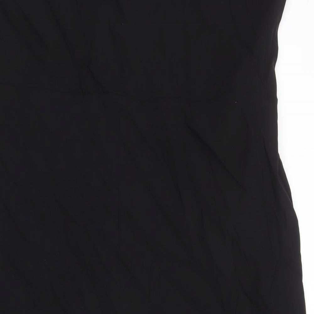 Marks and Spencer Womens Black Viscose A-Line Size 24 Off the Shoulder Zip
