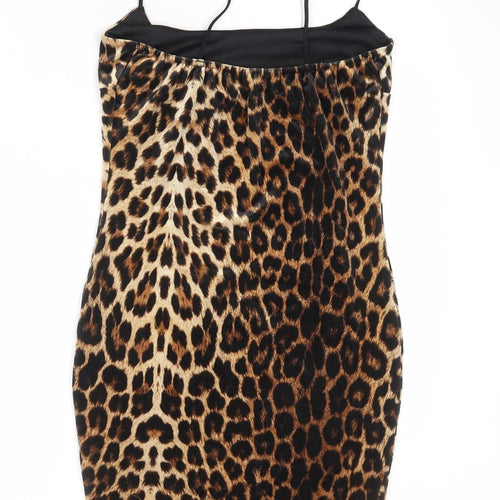 Nasty Gal Womens Brown Animal Print Polyester Bodycon Size 6 Round Neck Pullover - Leopard pattern