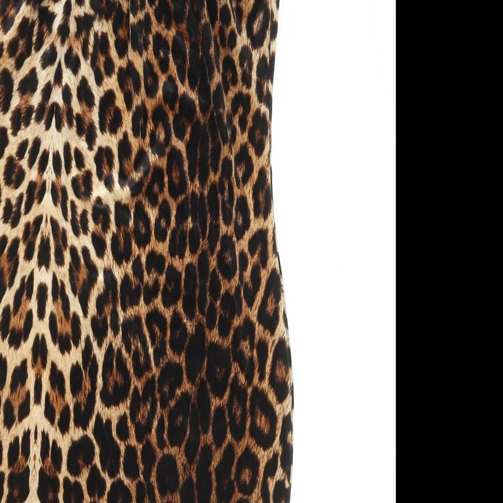 Nasty Gal Womens Brown Animal Print Polyester Bodycon Size 6 Round Neck Pullover - Leopard pattern