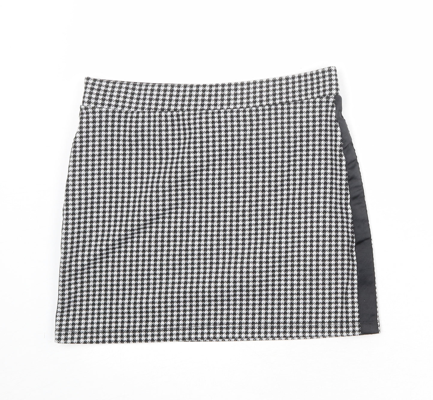 FACTORIE Womens Black Geometric Polyester A-Line Skirt Size M - Houndstooth pattern