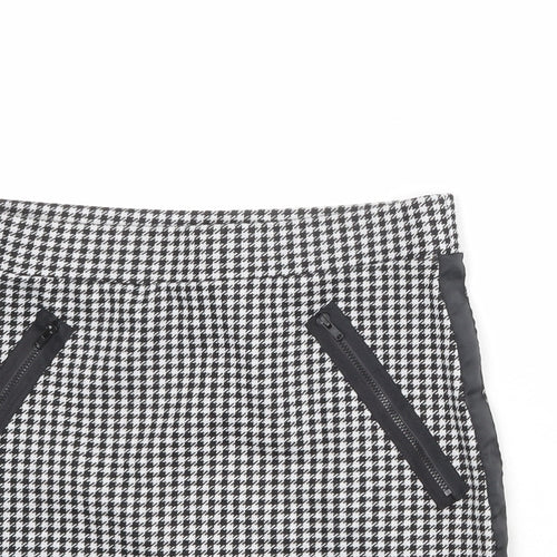 FACTORIE Womens Black Geometric Polyester A-Line Skirt Size M - Houndstooth pattern