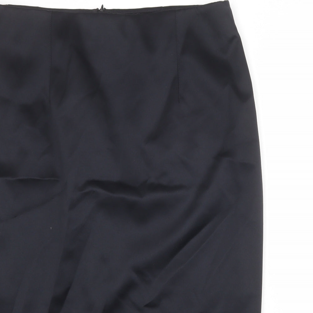 Marks and Spencer Womens Black Polyester Straight & Pencil Skirt Size 20 Zip