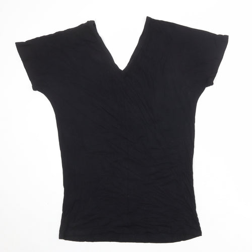Missguided Womens Black Viscose Basic T-Shirt Size 8 V-Neck