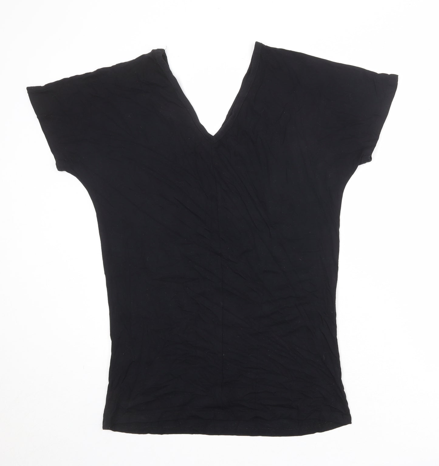 Missguided Womens Black Viscose Basic T-Shirt Size 8 V-Neck