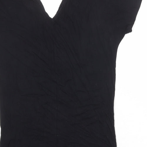 Missguided Womens Black Viscose Basic T-Shirt Size 8 V-Neck