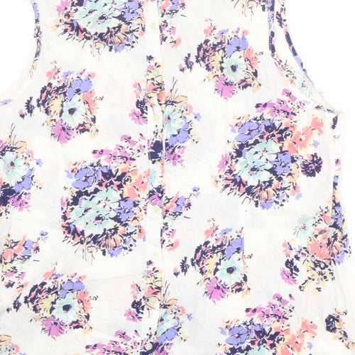 Wallis Womens Ivory Floral 100% Cotton Basic Tank Size 18 Boat Neck