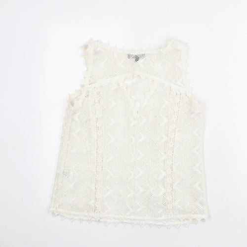 Per Una Womens Ivory Polyester Basic Tank Size 10 Boat Neck