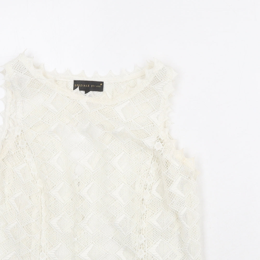 Per Una Womens Ivory Polyester Basic Tank Size 10 Boat Neck