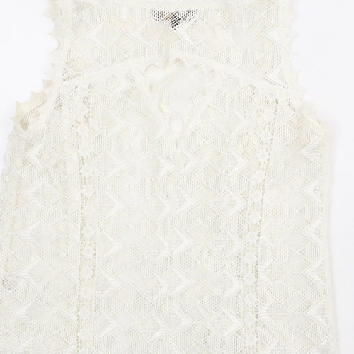 Per Una Womens Ivory Polyester Basic Tank Size 10 Boat Neck