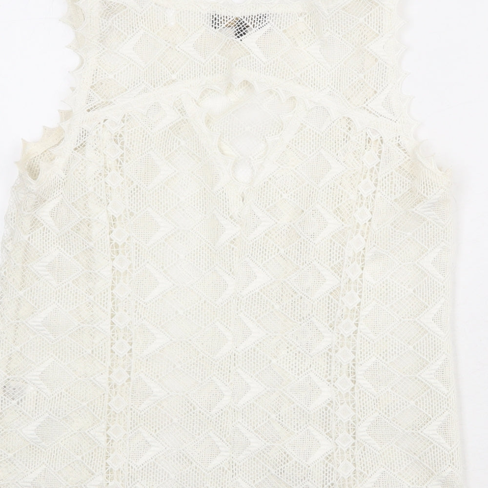 Per Una Womens Ivory Polyester Basic Tank Size 10 Boat Neck