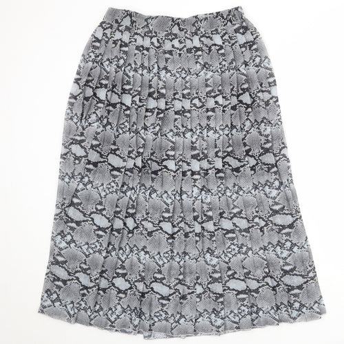 Select Womens Grey Animal Print Polyester Pleated Skirt Size 14 - Snakeskin pattern