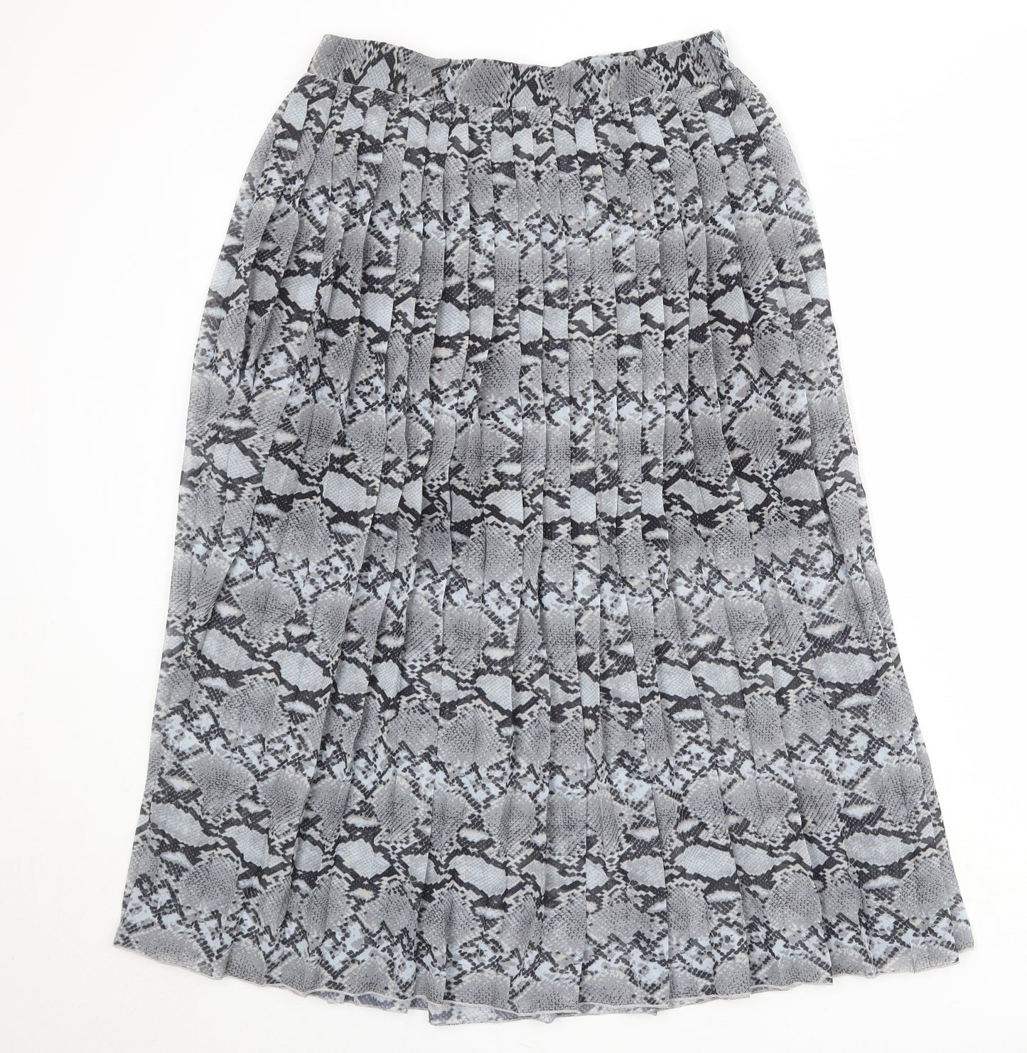 Select Womens Grey Animal Print Polyester Pleated Skirt Size 14 - Snakeskin pattern