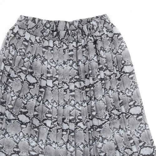 Select Womens Grey Animal Print Polyester Pleated Skirt Size 14 - Snakeskin pattern