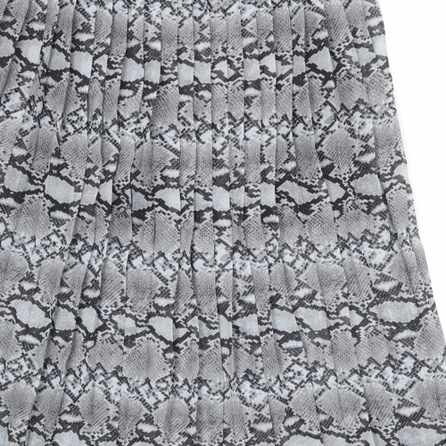 Select Womens Grey Animal Print Polyester Pleated Skirt Size 14 - Snakeskin pattern