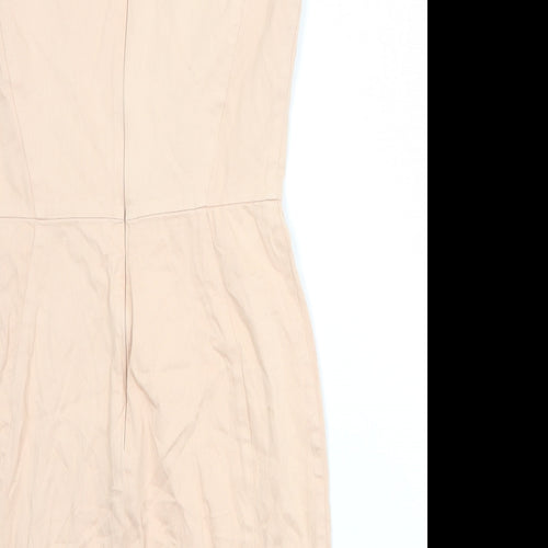 French Connection Womens Pink Cotton Shift Size 10 Round Neck Zip