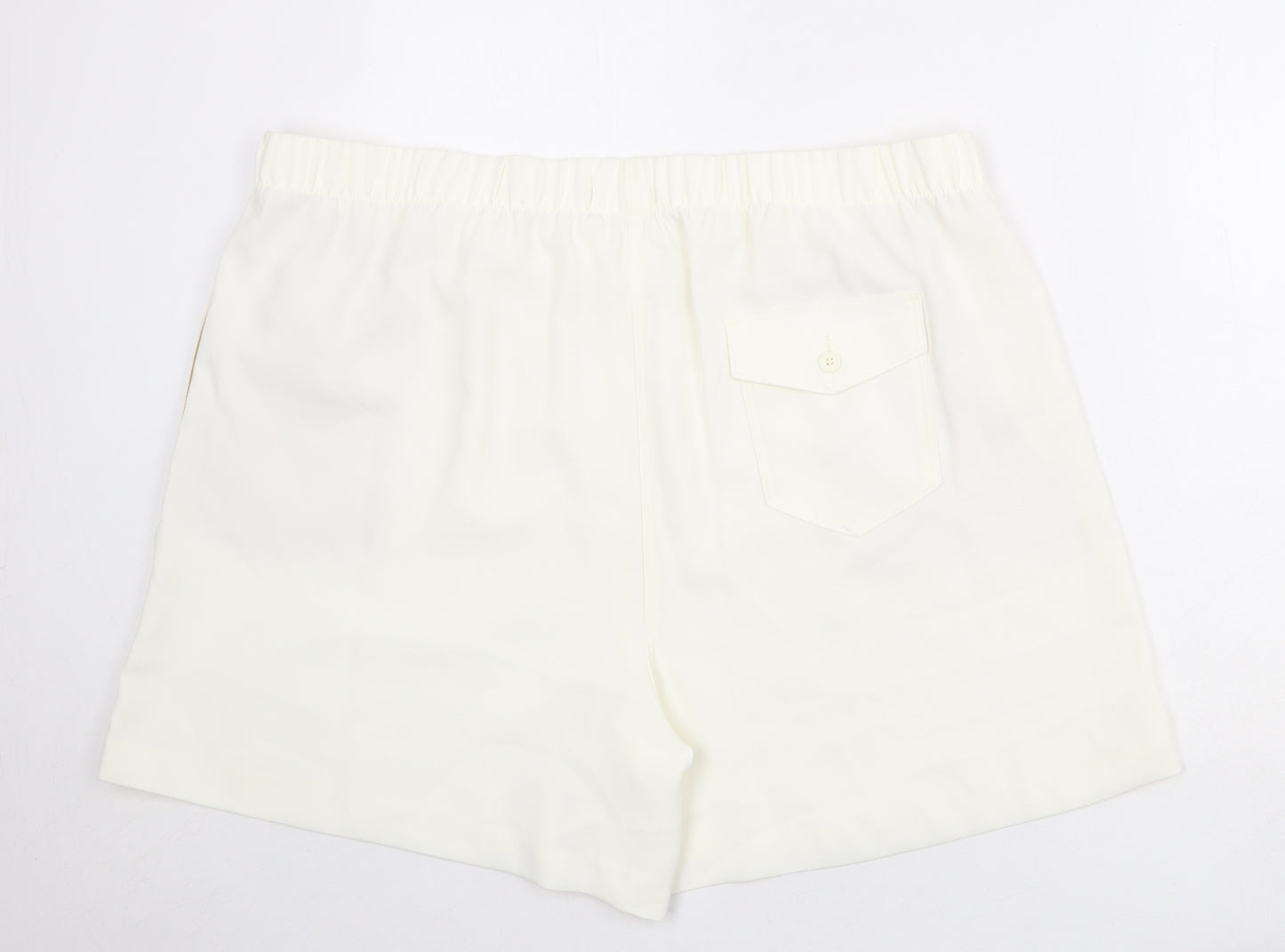 Marks and Spencer Womens Ivory Polyester Basic Shorts Size 24 Regular Pull On