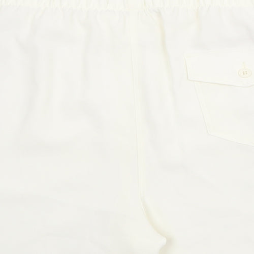 Marks and Spencer Womens Ivory Polyester Basic Shorts Size 24 Regular Pull On