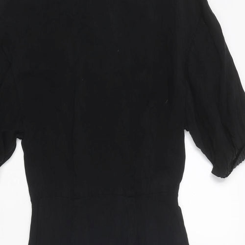H&M Womens Black Cupro A-Line Size 4 Round Neck Zip