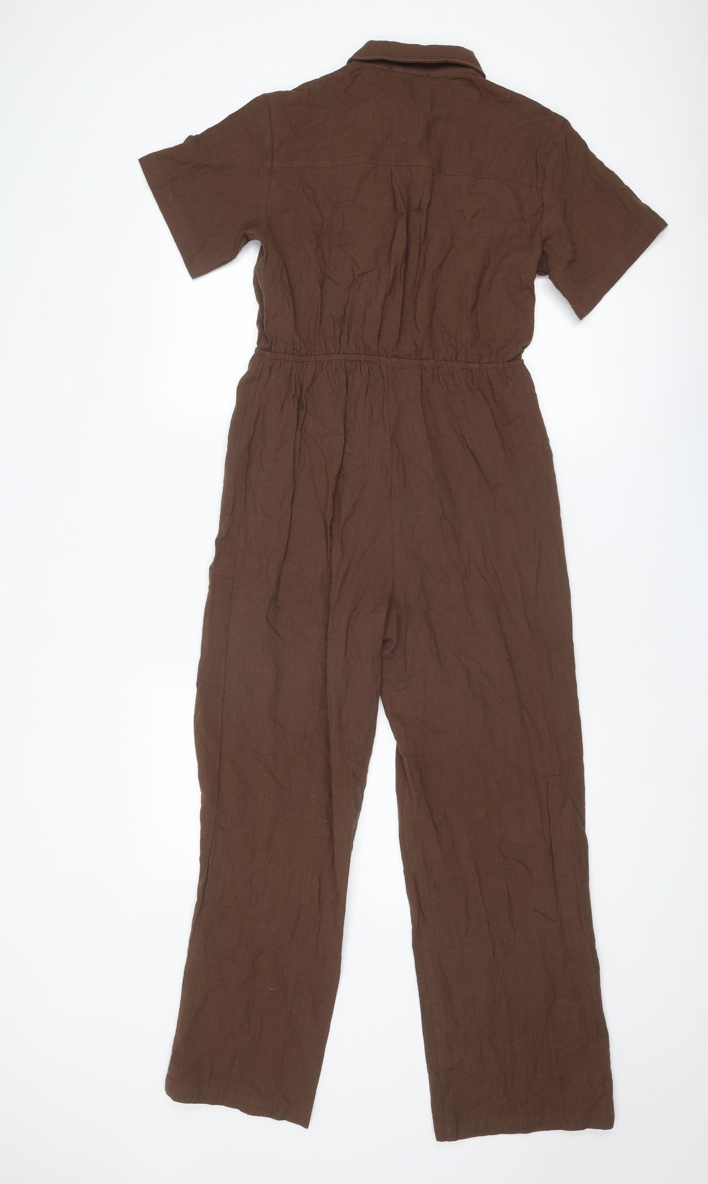 Lola May Womens Brown Cotton Jumpsuit One-Piece Size 12 Button