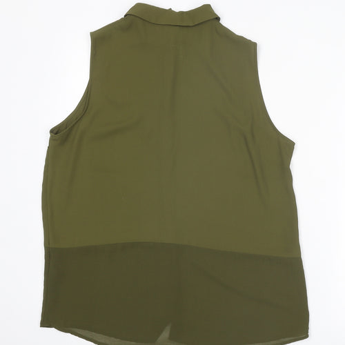 ASOS Womens Green Polyester Basic Button-Up Size 12 Collared