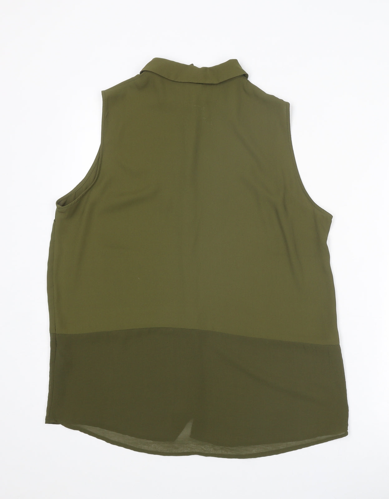ASOS Womens Green Polyester Basic Button-Up Size 12 Collared