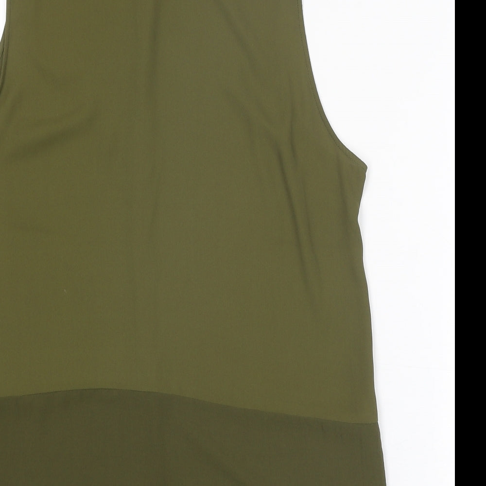 ASOS Womens Green Polyester Basic Button-Up Size 12 Collared