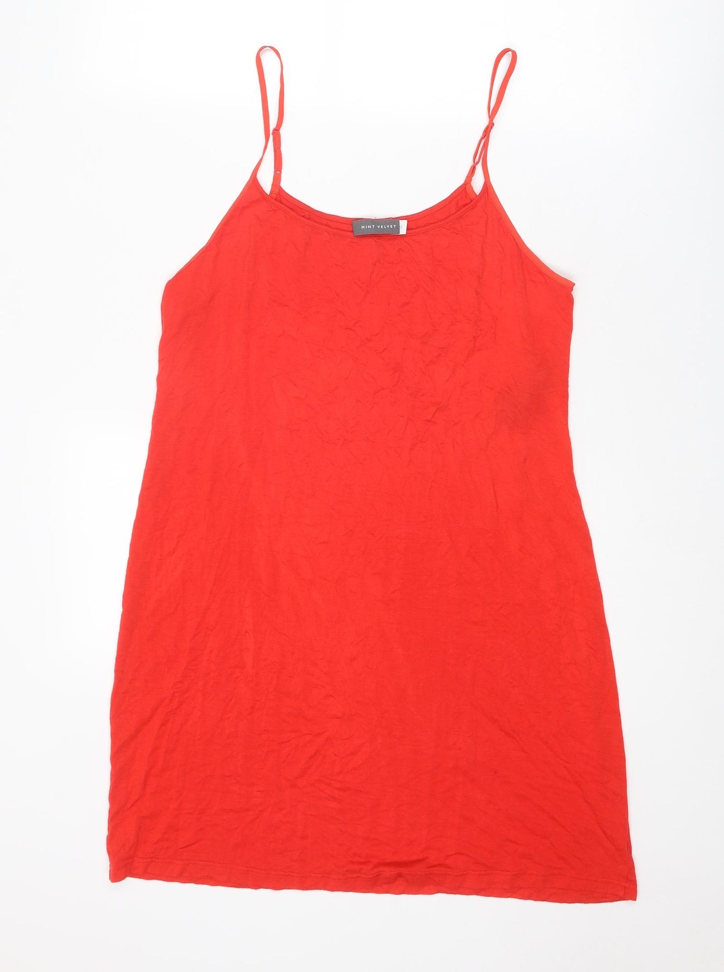 Mint Velvet Womens Red Viscose Slip Dress Size 12 Round Neck Pullover