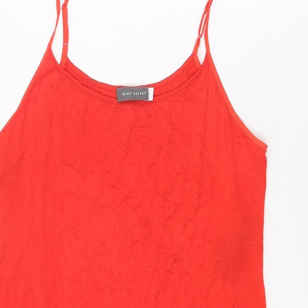 Mint Velvet Womens Red Viscose Slip Dress Size 12 Round Neck Pullover