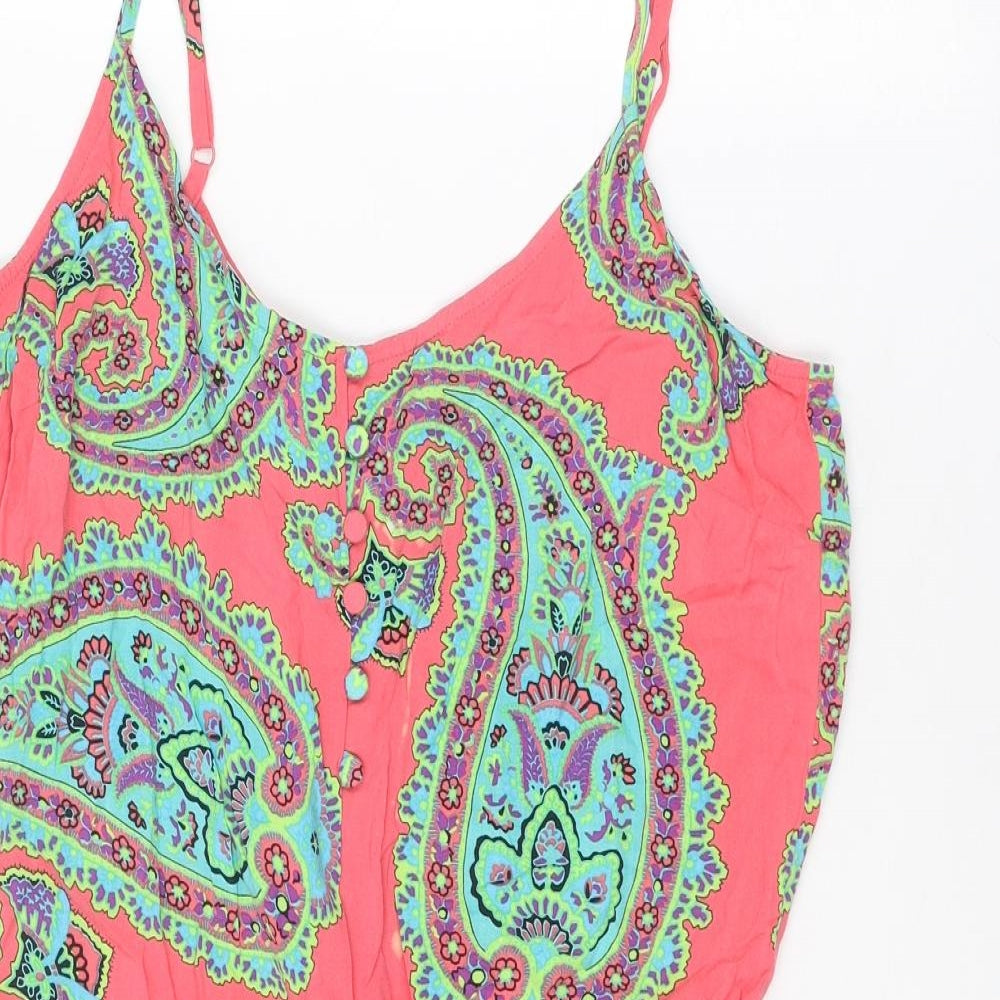 Marks and Spencer Womens Multicoloured Paisley Viscose Playsuit One-Piece Size 12 Button